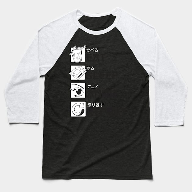 Anime Eat Sleep Game Baseball T-Shirt by BlaseCo